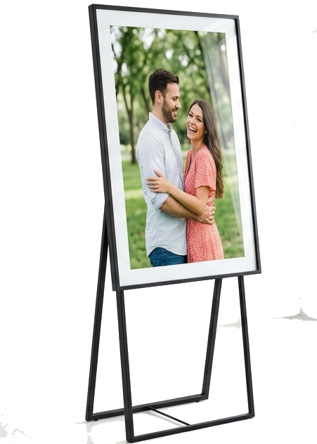 Modern Black Freestanding Photo Frame with Easel Stand