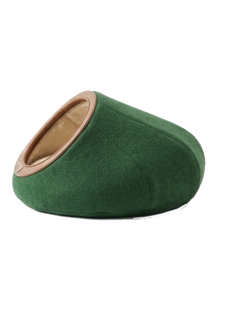 Luxury Green Cozy Cave Pet Bed with Wooden Rim - Image 3