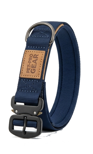 Adjustable Navy Blue Pet Collar with Heavy-Duty Buckle