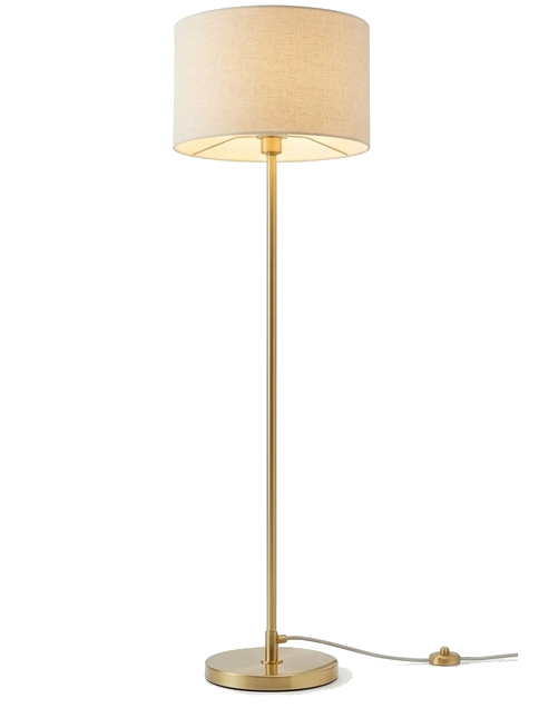 Modern Gold Floor Lamp with Beige Fabric Shade
