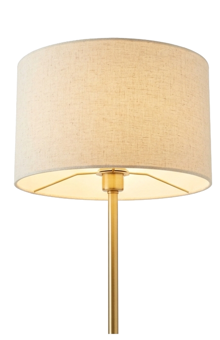 Modern Gold Floor Lamp with Beige Fabric Shade - Image 2